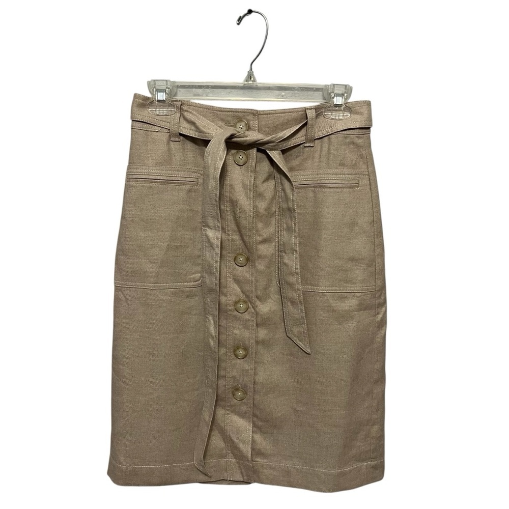 J.Crew Stretch Linen Button Front Skirt Size 2